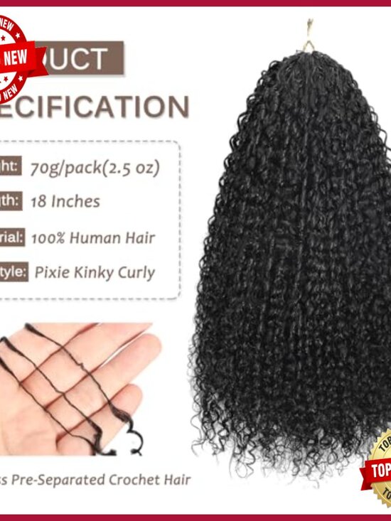 Kinky Curly Human Hair Extensions 18 Inch Knotless Pre-Separated 70g Pack